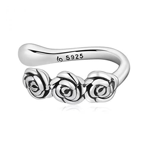Bague d'oreille sans perçage fleur rose argent fin anti douleur