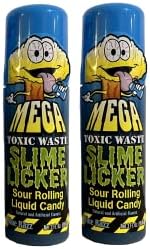 Slime Licker MEGA Size - 2-Pack of Sour Rolling Liquid Candy - TWO Blue Razz Flavors - 3 Ounces Each Bottle - Toxic Waste - TikTok Challenge Trend