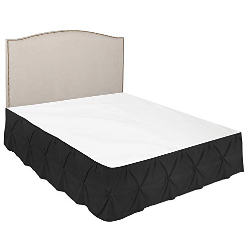 Image of Nestl Pinch Pleat Twin Bed Skirt - 14 inch Drop, Premium Microfiber Black Bedskirt
