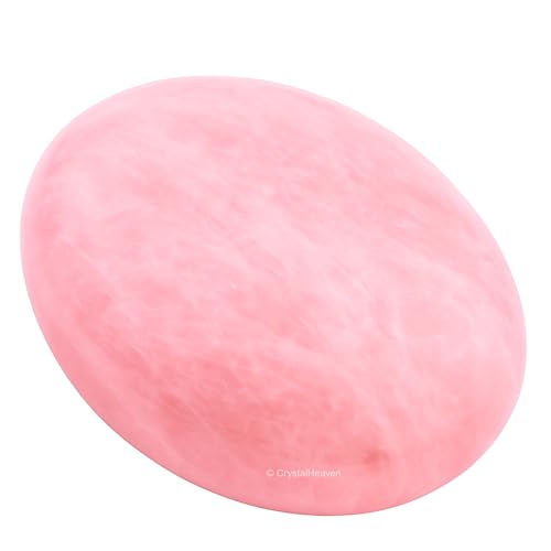 Image of Crystal Heaven Certified Rose Quartz Crystal Palm Pebbles Stones For Anxiety Stress Relief Massage - AAA Grade Original Healing Gemstone Agate Palm Stone For Yoga Meditation Spiritual Reiki Feng Shui