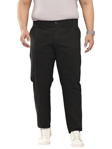 Image of Thomas Scott Men's Smart Plus Size Regular Fit Solid 100% Cotton Chinos Trouser with 4 Pockets | Woven Casual Pants