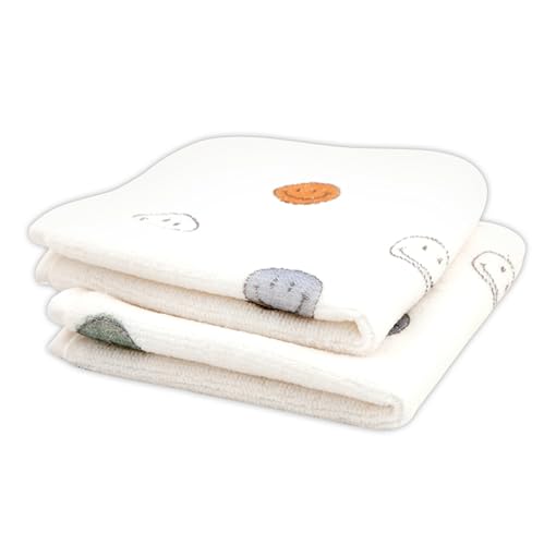 Image of Stephan Baby 2-Piece Washcloth Set - Soft 100% Cotton Velour Terry Cloth, 10 inch Square, Smile