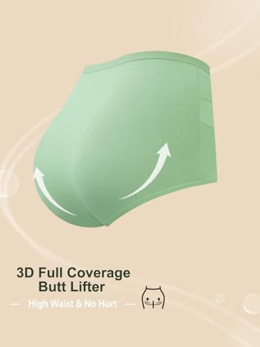 QUASTI Women's High Waisted Underwear Tummy Control Cotton Postpartum Panties Full Coverage Briefs 4 Pack(M) Multicolor