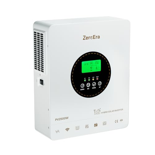 Hybrid Wechselrichter 12V 1800W, Solar Hybrid Wechselrichter, Reiner Sinus,Unterstützt Batterielosen Betrieb, 12V DC bis 230V AC, Integrierter MPPT-Laderegler, Ideal, BMS-Schutzsystem(12V 1800W)