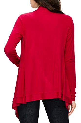 Image of Lock and Love Women's Draped Front Open Asymmetrical Cardigan - Casual Long Sleeve Lightweight Duster
