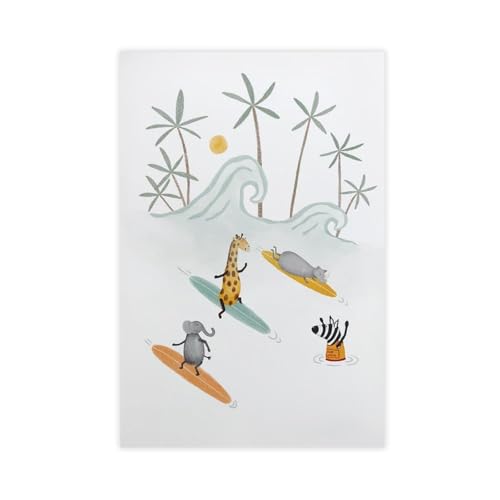 Toile subtropicale animal surf déco murale chambre enfant grand format 61x91