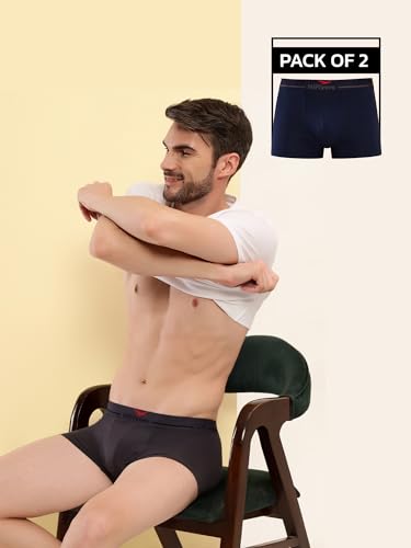 Image of HiFlyers Men's Cotton Spandex Odour-Free, Long Lasting Comfort, All Day Fresh and Confidence Dark Knight Collection Solid Trunks