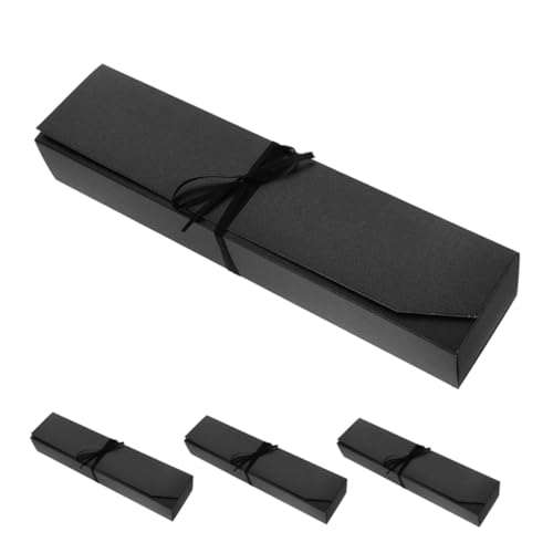 Housoutil 4 peças caixas para trufas de chocolate compartimentos estojo preto resistente para embalar macarons e doces casamentos aniversários especiais