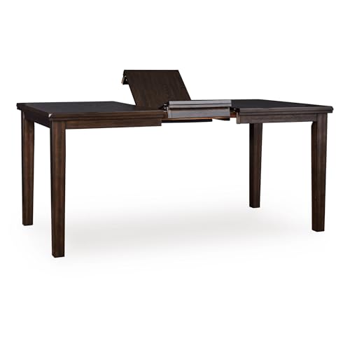 Image of Signature Design by Ashley Haddigan Casual Counter Height Dining Extension Table with Distressed Finish, Dark Brown
