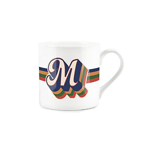 Purely Home Retro Alphabet Letter M Mug - Bone China White Coffee Tea Present Personalised Initial Gift - Image 3