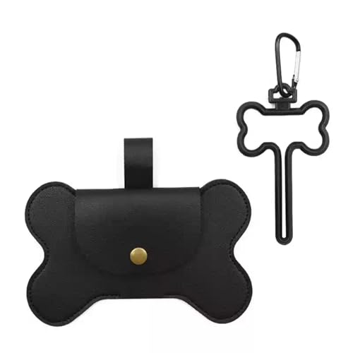 犬 マナーポーチ&ホルダーセット うんち袋入れ カラビナ付き 犬用 うんち袋収納ポーチ 処理袋 ボーン型 骨型 小型犬 中型犬 イヌ 散歩グッズ ピンク レッド ホワイト ブラウン おしゃれ 可愛い KM890G (ブラック)