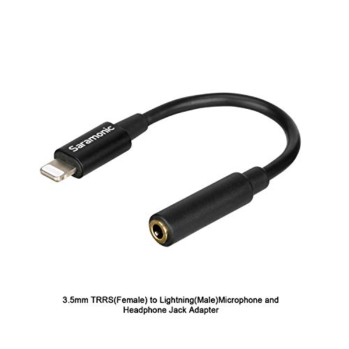 Saramonic Female 3.5Mm Trrs To Lightning Adapter Cable, Sr-C2002 3.5Mm To Apple Mfi Certified Lightning Microphone Cable Compatible With Iphone 13 12, Ipad Smartphones And Tablets(6Cm) #TOP1