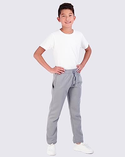 Real Essentials 3 Pack Boys Girls Athletic Pants Sweatpants Active Kids Teen Open Bottom Fleece Youth Training Pajama Warm Performance Workout Activewear Winter Warm Sports Running Quick Dry Dri Fit- Set 10,M thumb #3