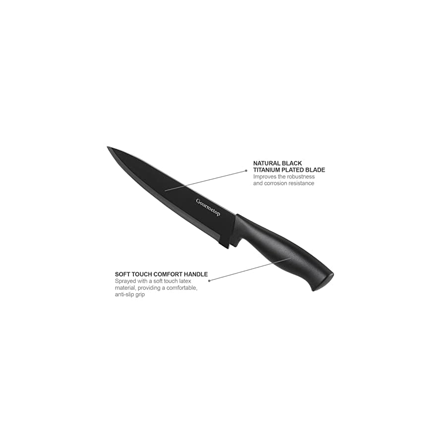 Gourmetop-Kitchen-Knife-Set-with-No-Drilling-Magnetic-Strip-Knives-Set-for-Kitchen-Black-Titanium-Cooking-Knives-Sharp-Stainless-Steel-Chef-Knife-Set-for-Cutting-Meat-Vegetable-Small-Knife-Set Gourmetop Kitchen Knife Set with No Drilling Magnetic Strip, Knives Set for Kitchen Black Cooking Knives, Sharp Stainless Steel Chef Knife Set for Cutting Meat & Vegetable, Small Knife Set