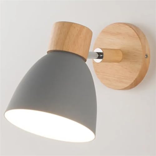 Applique murale nordique en bois gris avec interrupteur et douille E27 orientable