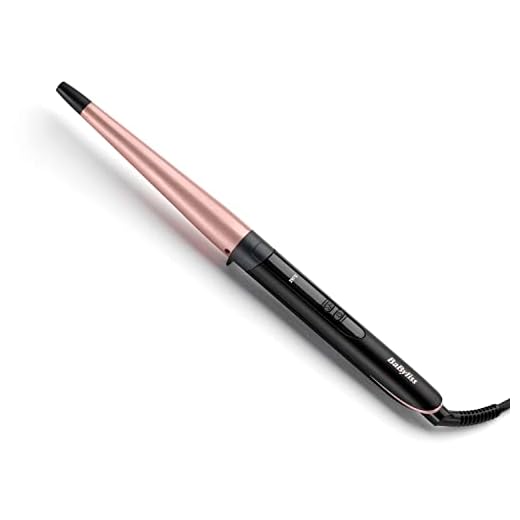 BaByliss Rizador Conico Rose Quartz - Tenacilla de pelo de 13-25 mm, Ondas sueltas, Rizos naturales, barril cerámico, Peinados fáciles, 6 temperaturas de 160°C a 210°C, Rizador de pelo Rosa, C454E