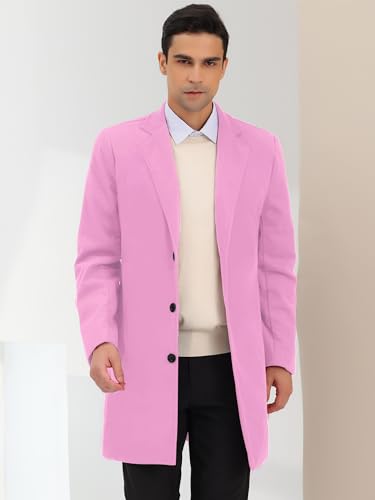 Image of Lars Amadeus Men's Trench Coat Notch Lapel Single Breasted Classic Long Pea Coats Overcoat