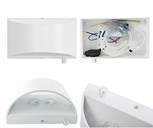 Image of Indoor Dimmable Wall Sconces with Switch (White, 3000K) | Dimmable with Switch, Up and Down Lighting, Aluminum, Warm White, built-in switch