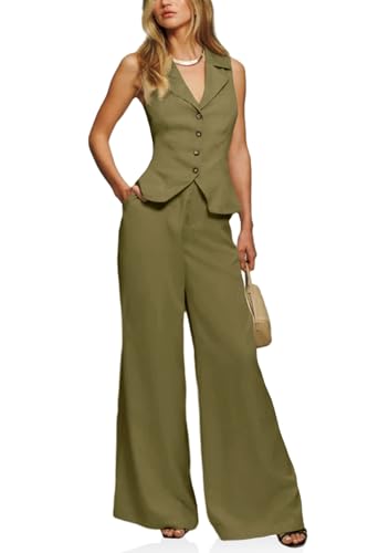 Cicy Bell Womens Vest Sets Summer 2 Piece Outfits Button