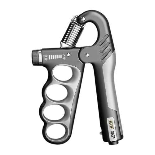 Generic ハンドグリップ カウンター機能付き 握力トレーニング 5-100kg負荷 ハンドグリッパー リセット機能 指トレーニング 前腕エクサ 頑丈な構造 滑り止めグリップ 筋力維持 トレーニングに適用, グレー