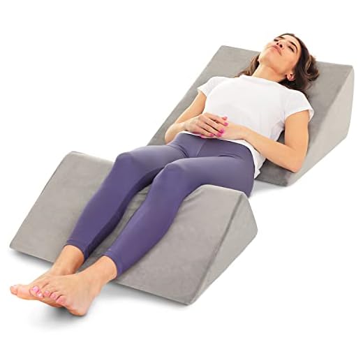 Bed Wedge Pillow – 2 Separate Memory Foam Incline Cushions, System for Legs, Knees and Back Support Pillow | Acid Reflux, Anti Snoring, Heartburn, Reading – Machine Washable, Grey