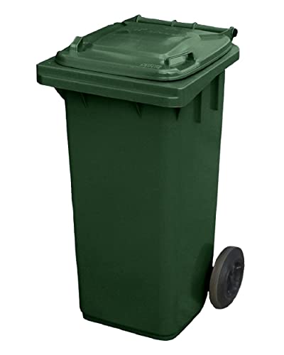 BritishBins Green 120 ltr Wheelie Bin - Half Size Household Wheelie Bin (For Many Councils) - Tough & Durable - For All Your Outdoor Rubbish & Recycling - EN840 Certified & Tested