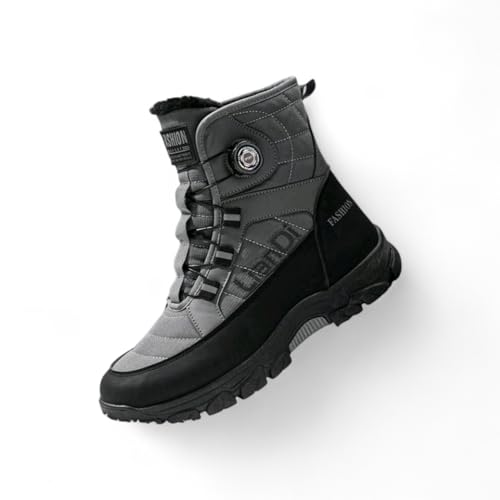 Men's High-Top Hiking Boots, Gray and Black, Lace-Up Closure, Outdoor Walking(US size 8.5)