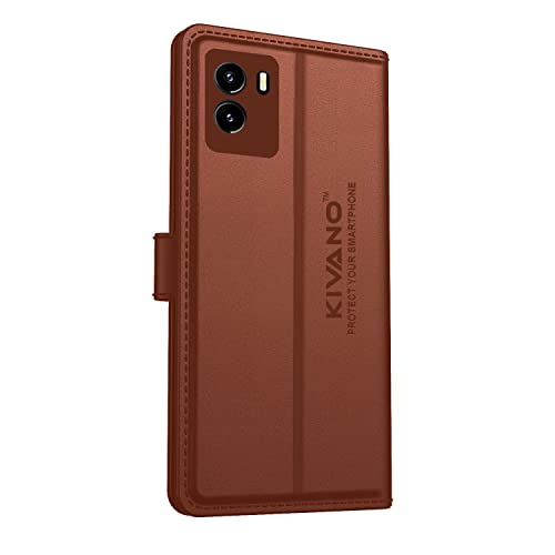 Image of Compatible with Vivo Y15s 2022 / Vivo Y01 Flip Cover | Leather Finish | Inside Pockets & Inbuilt Stand | Shockproof Wallet Style Magnetic Closure Back Cover Case