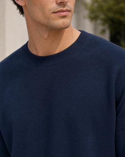 Image of Nobero Sweatshirts for Man Stylish | 280 GSM Rich Cotton Fleece Solid Regular Fit Full Sleeve Sweatshirt for Men | Stylish Casual Wear Winter Crew Neck Sweatshirt for Men