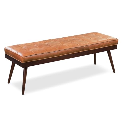 Poly & BARK 55' Tufted Leather Bed Bench for Bedroom End of...