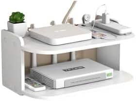 Prateleira MDF para Roteador, Modem, TV e Video Game | Suporte de Parede Invisível Branco Premium