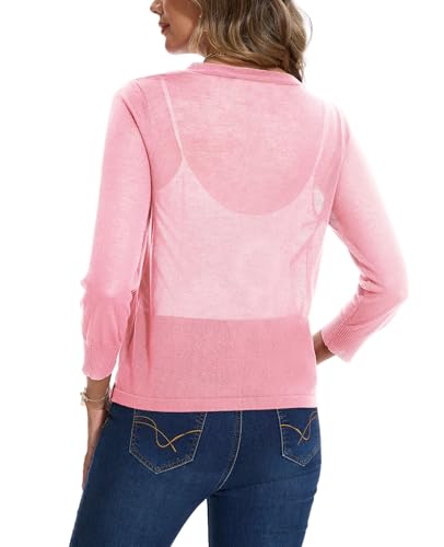 Image of MINTLIMIT Women's Tie Front Cardigan Casual 3 /4 Sleeve Bolero Shrug Knotted Lightweight Sheer Shrug Cardigan Sweater Top