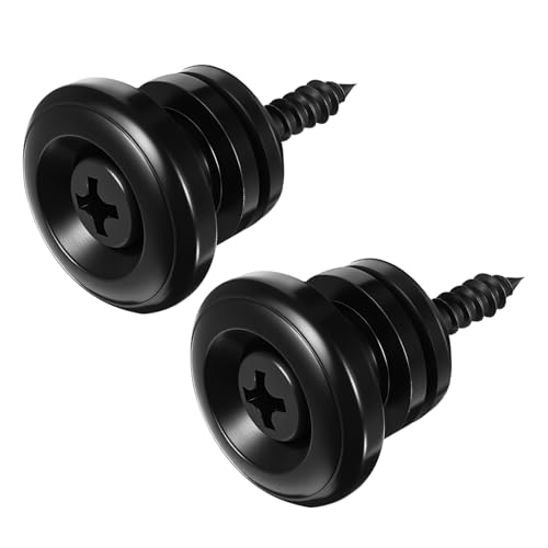 2 Pcs Guitar Strap Buttons Black Metal Guitar Strap Locks Mushrooms Head Guitars Straps Button Electric Guitars Parts for Acoustic Classical Ukulele Bass