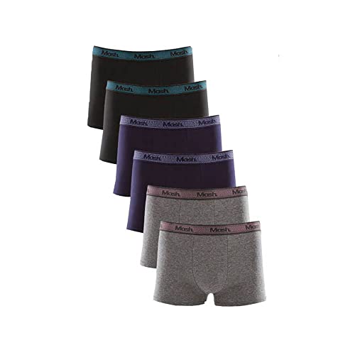 Kit 6 Peças Cueca Boxer Mash Algodão Elástico Binado Cinza mescla escuro Gg