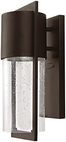 Hinkley Shelter 1320KZ Small Outdoor Wall Mount Lantern, Minimalist Style, Dark Sky-Compliant, Solid Aluminum/Clear Seedy Glass, Buckeye Bronze