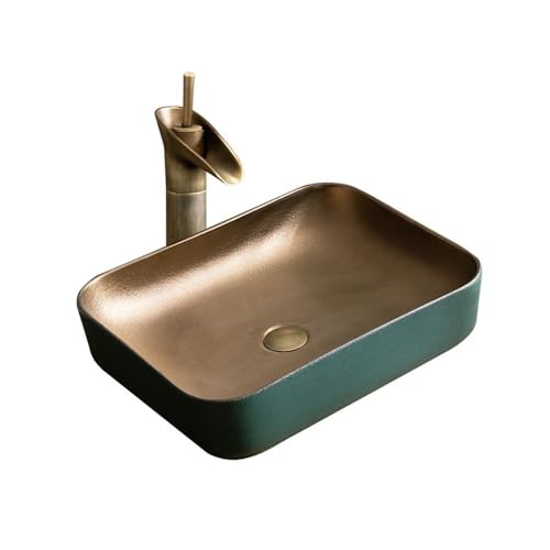 XUJUAN-0227 Fregadero de baño Lavabo Rectangular de cerámica Retro 52 x 40 13 cm (Largo Ancho Alto) for baño