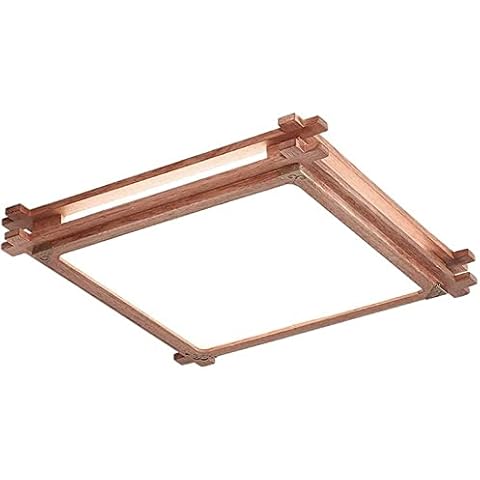 ULLGO Japanese Style Flush Mount Ceiling Light Tatami Square Ultra-Thin Ceiling Lamp LED Wood Geometric 3-Color Ceiling Lighting for Bedroom Living Room Hanging Light (Size : 45cm) Cover