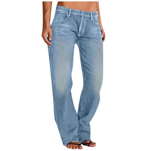 Wrangler Women's Baggy Distressed Wide Leg Jeans - Low Rise, Straight Leg, Elastic Waist, Pull On, Boyfriend Denim Pants2