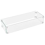 Nuu Garden Tempered Glass Wind Guard for Rectangular Propane Fire Pit Table 28.7''*10.2''*5.5'' Inch, Durable Flame Guard Shield with Aluminum Alloy Corner Brackets for Outdoor Patio Gas Fire Table