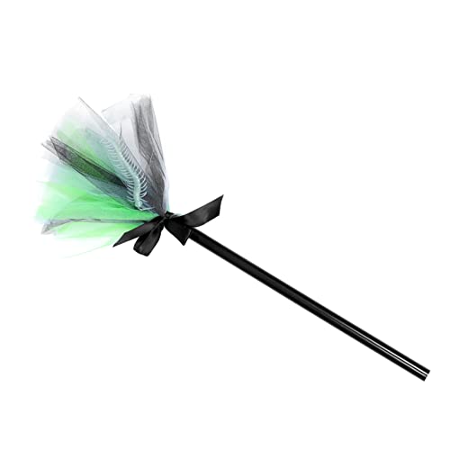 Gogogmee 1pc Halloween Witches Broom Prop Whisk Broom Green -Glow Wizard Witch Costume Accessory