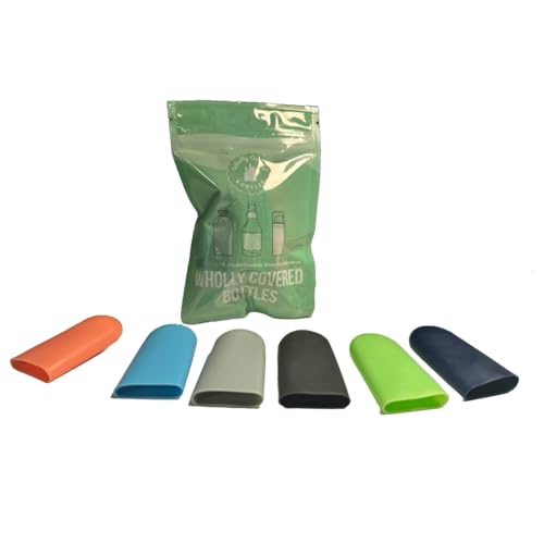 Wholly Covered Bottles - Silicone Bottle Covers 6 Pack, Travel, Golf, Beach, Leak-Proof, Food-Grade, Stretchy Fit