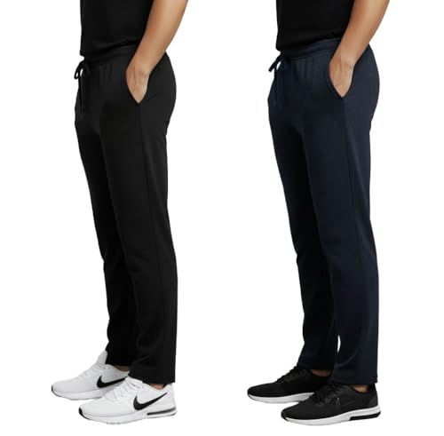 Image of Khakey Men's Black Regular Fit Cotton Plus Size Track Pant|Regular Fit Track Pants|Cotton Trackpant for Men|Solid Trackpants Men Combo
