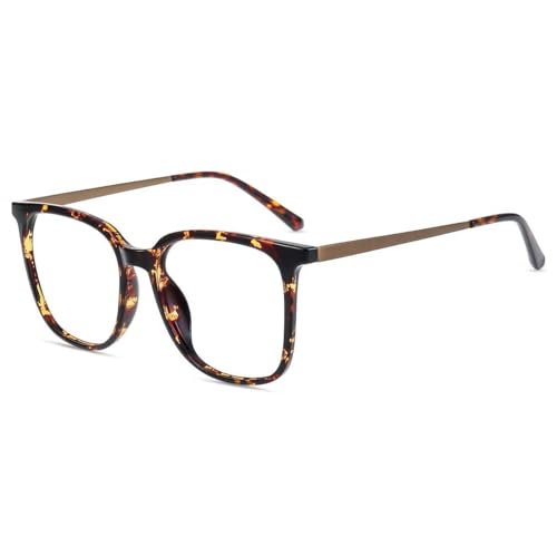 Firmoo Oversized Blue Light Blocking Glasses for Women/Men, Tortoise Shell Large Square Frame Computer Glasses for Screens
