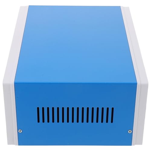 Caja metálica azul para conexiones eléctricas y proyectos electrónicos