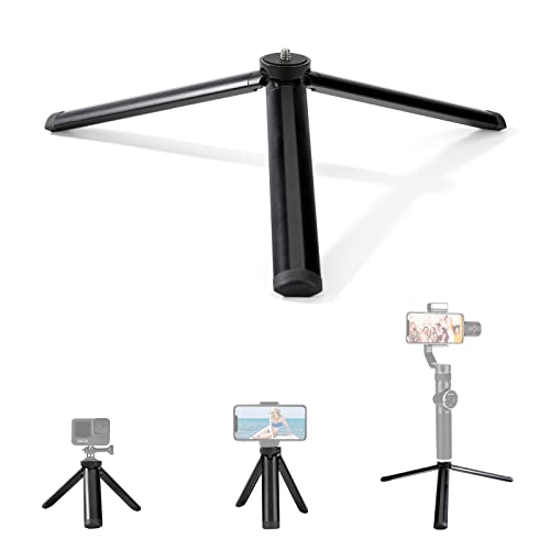 Mini Tripode para Movil Portátil Trípode de Mesa Tripode Camara de Aleación Aluminio con Tornillo 1/4' Compatible con Gopro Teléfono Estabilizador de Cardán Longitud 11cm Negro