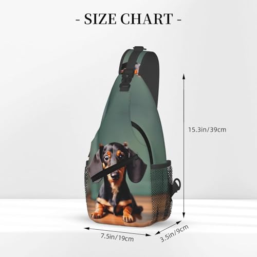 Bolso cruzado de hombro con estampado de perro salchicha miniatura 3