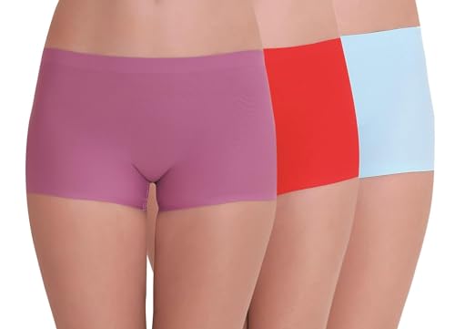 Image of LOURYN KOULYN Women's Ice Silk Seamless Boyshort Panty, (Pack of 3 Panty)