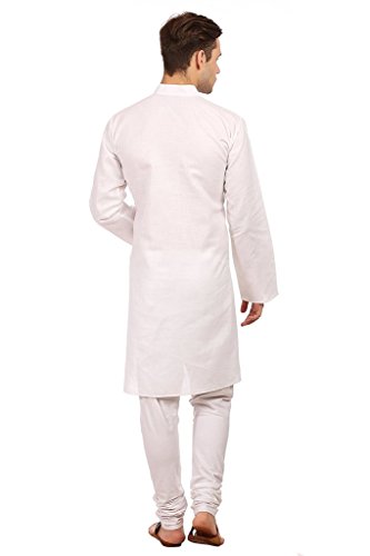 Kurta blanco de lino cómodo para hombre traje tradicional churidar 40 3
