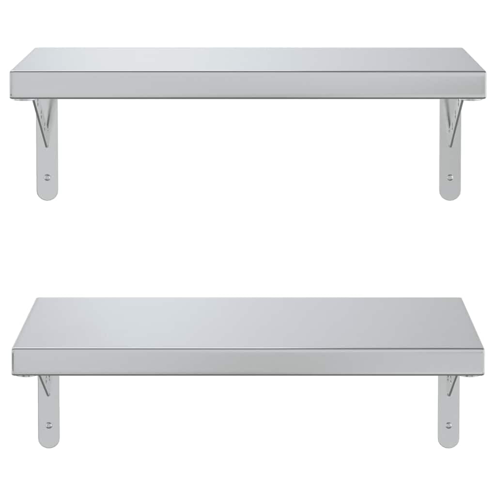 Genérico Estantes de Pared 2 uds Acero Inoxidable Plateado 50x23,5 cm,Mobiliario,Estanterías,Estantes y estanterías,3214510