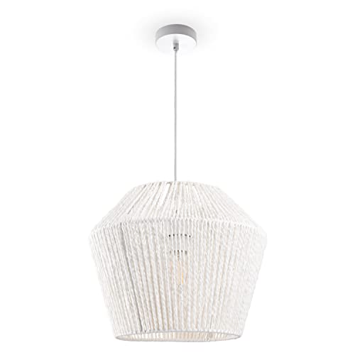 Paco Home Hängelampe Bambus Wohnzimmer Pendelleuchte Rattan Esstisch Esszimmer Lampe E27 Hängeleuchte Papier Boho, Farbe:Weiß (Ø33cm), Leuchtenart/Farbe:Pendelleuchte - Weiß Paco Home Hängelampe Bambus Wohnzimmer Pendelleuchte Rattan Esstisch Esszimmer Lampe E27 Hängeleuchte Papier Boho, Farbe:Weiß (Ø33cm), Leuchtenart/Farbe:Pendelleuchte - Weiß